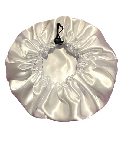Janie Luxe Satin White Bonnet