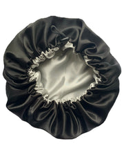 Platinum/Black Adjustable Satin Bonnet
